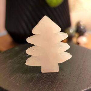 Rose Quartz Carved Christmas Tree